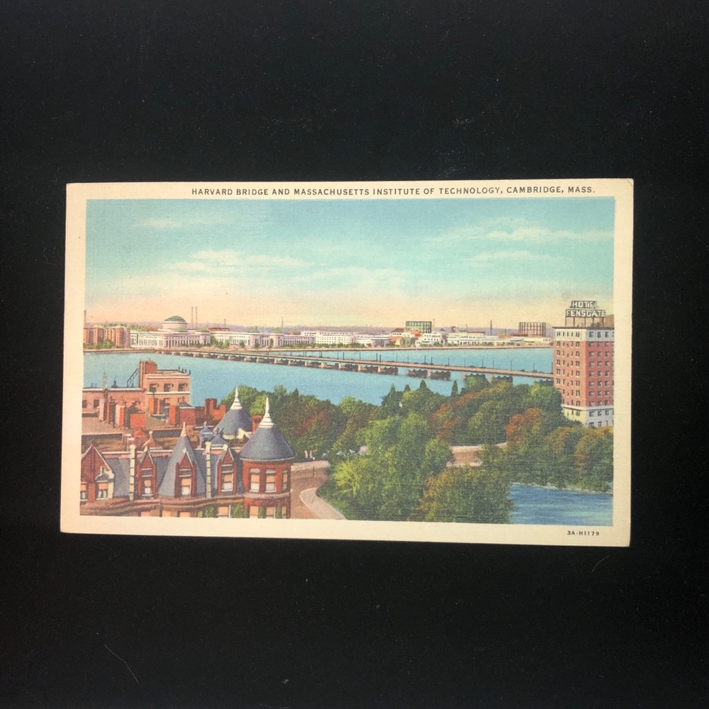 Vintage MIT and Harvard Bridge Cambridge Postcard
